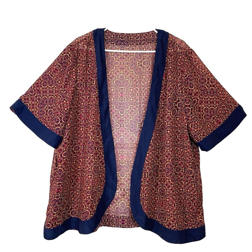 Avon Sheer Geometric Open Kimono Wrap Cover Size 1X/2X Bohemian